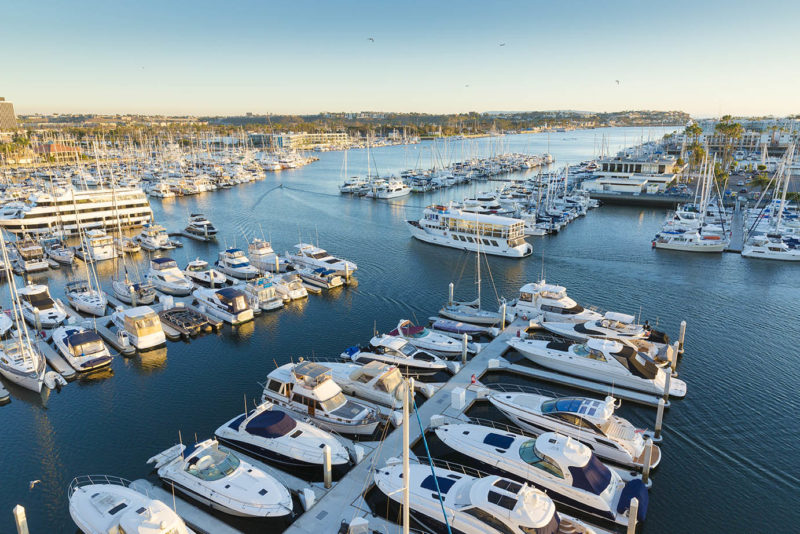 aerial view of marina