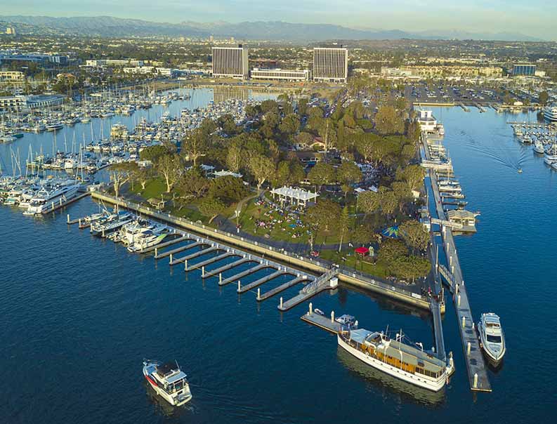 Aerial view of Burton Chace Park, Marina del Rey