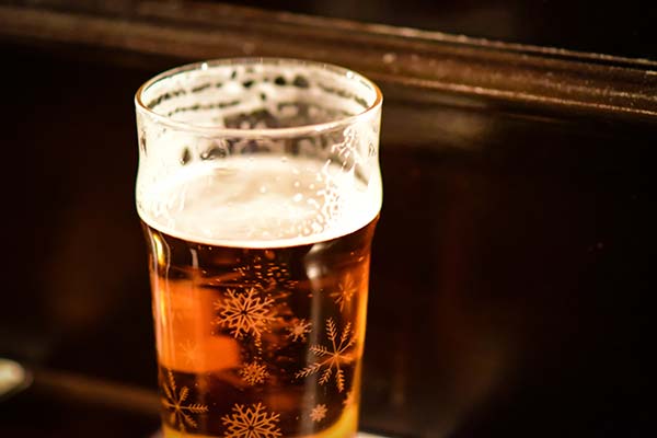 beer glass on bar